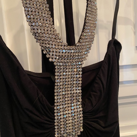 Sky Rhinestone Embellished Black Mini Dress XS - Picture 6 of 6